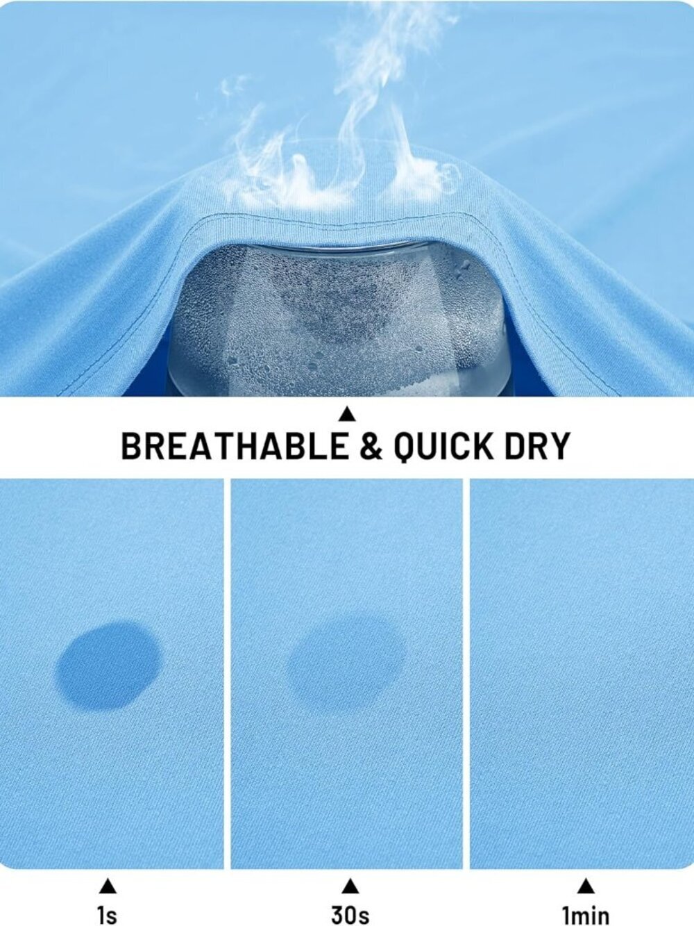 Men’s 07 Skyblue Quick-Dry Workout T-Shirt – Athletic Running Sun Protection - Picture 4 of 6